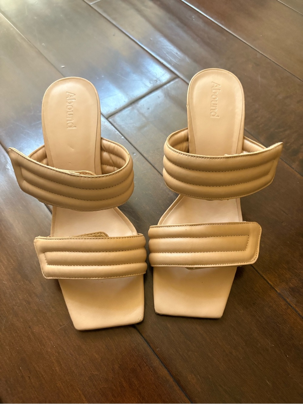Abound Tan Double-Strap Quilted Slide Mules